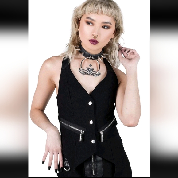 Killstar Tops - Killstar Office Riot  Vest Top Black
